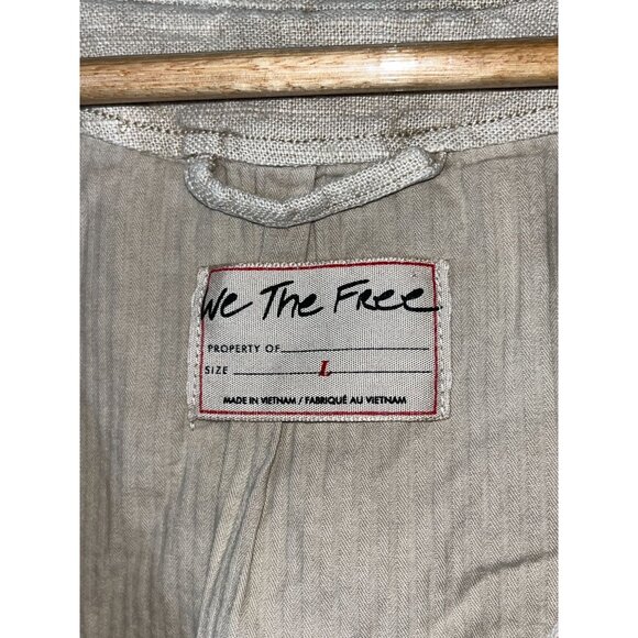 Free People We The Free Charley Linen Vest Summer Khaki Women size Large - Picture 5 of 9